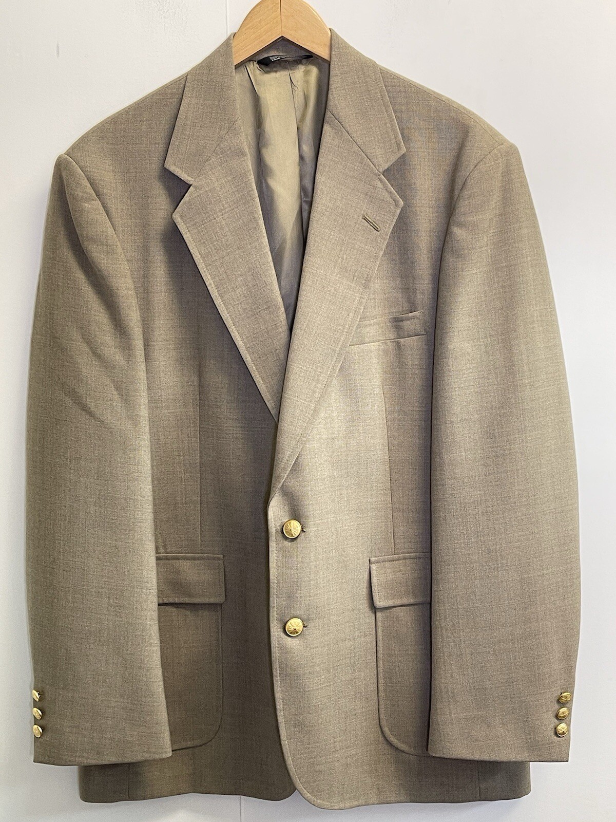 Wall Street Blazer Men’s 42L Patch Pockets Taupe Jacket Made in USA Sport Coat
