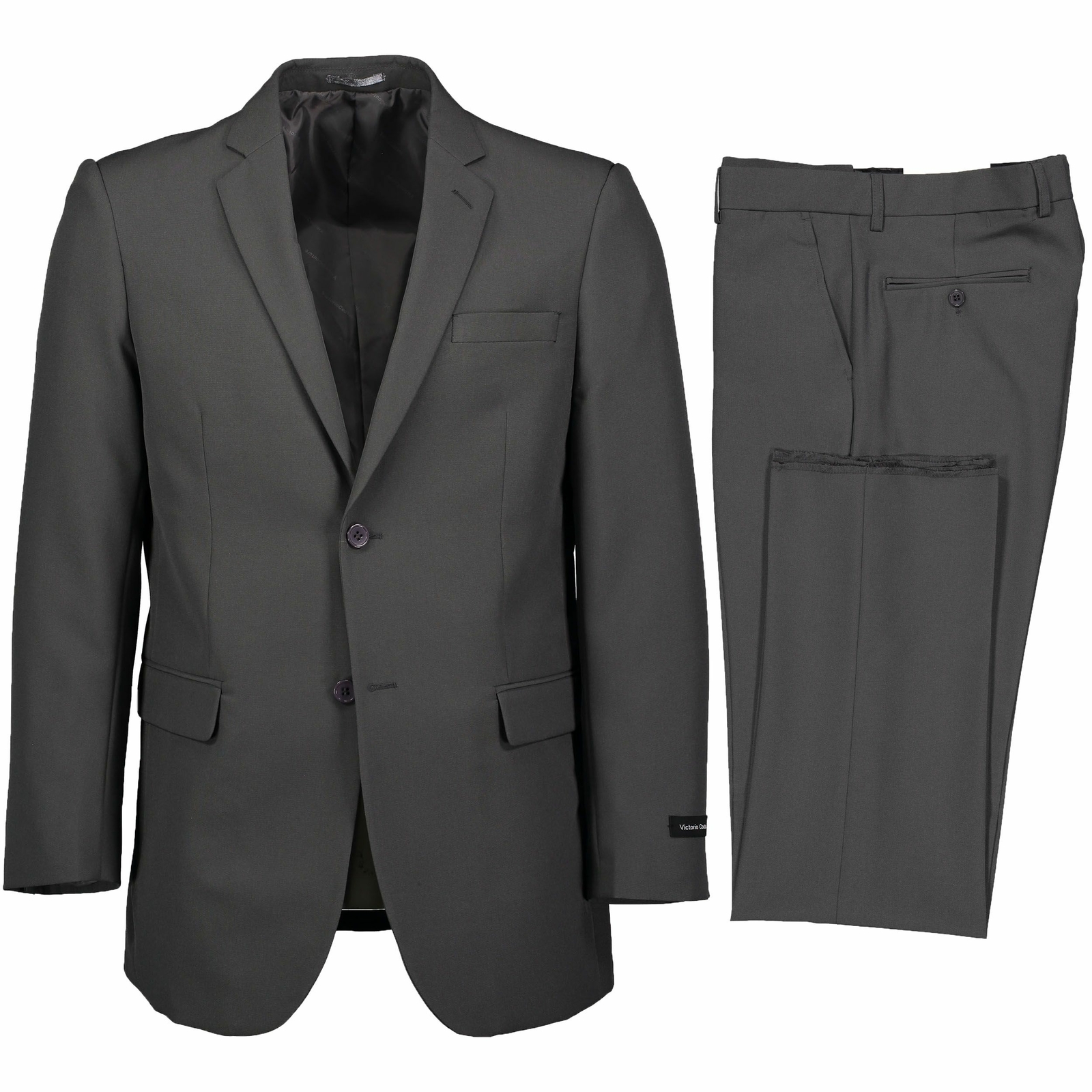 Victorio Couture Men’s Gray 2 Button Classic Fit Poplin Polyester Suit NEW