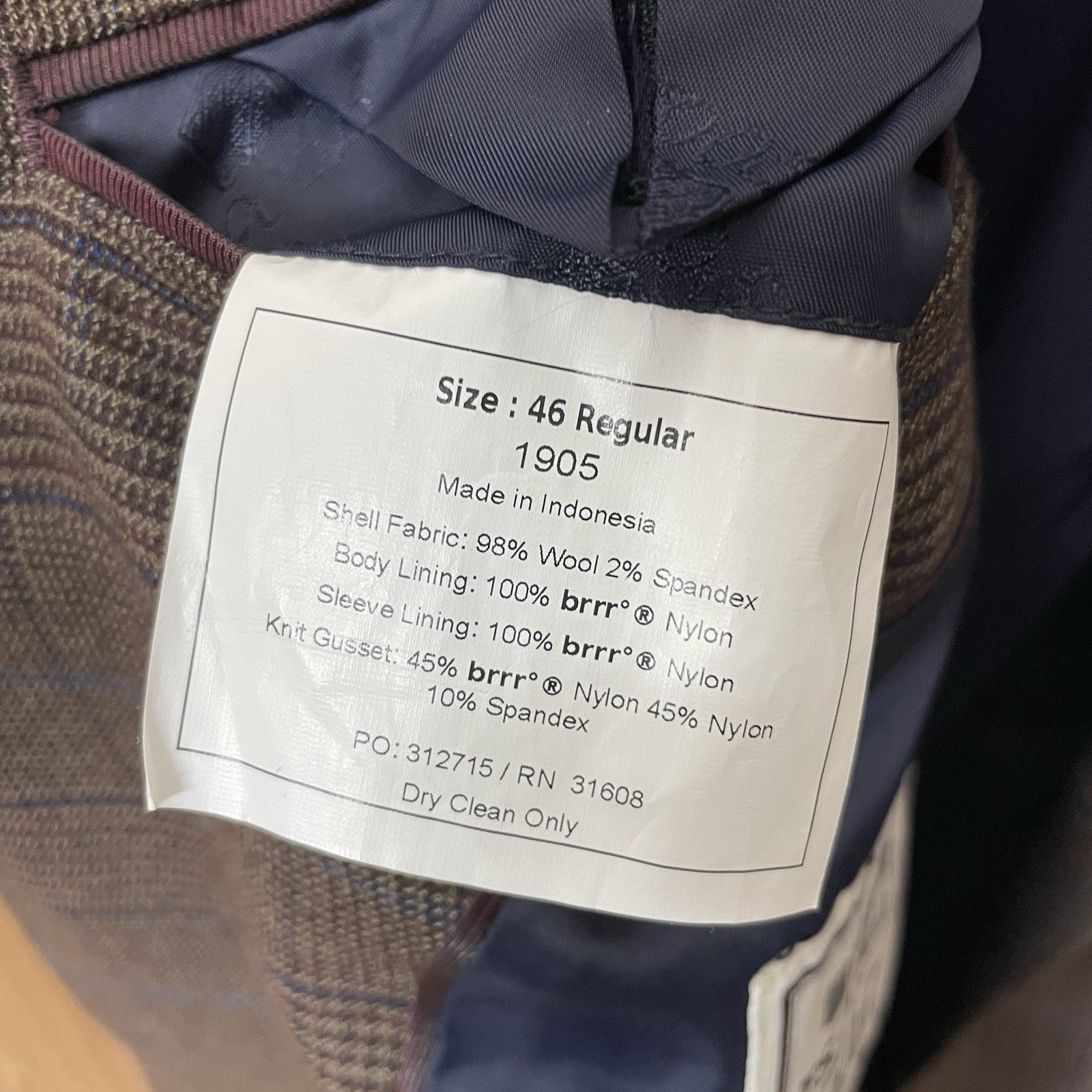 Jos A Bank 1905 Sport Coat Mens 46R Brown Multicolor Plaid Wool Double Vented