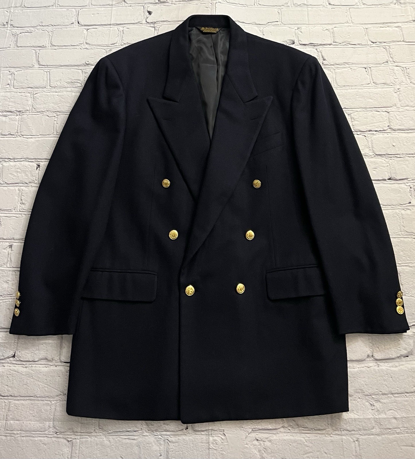 Vintage 70’s SOUTHWICK Double Breasted Navy Blue Blazer Mens 40R Gold Buttons