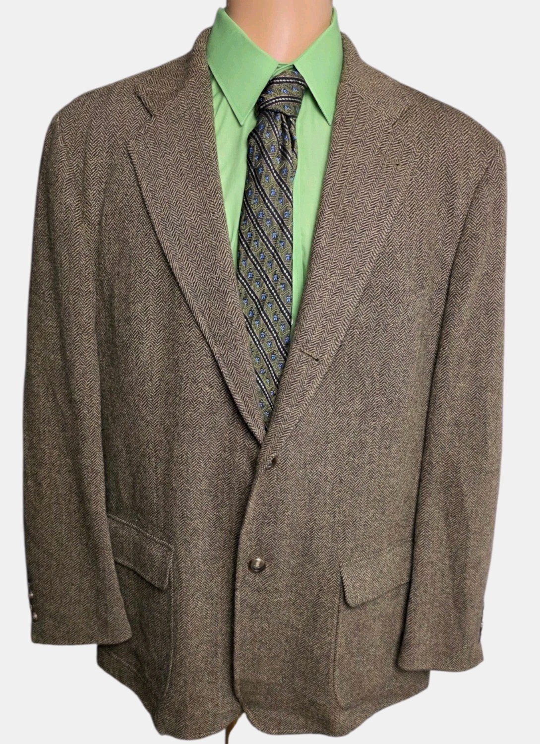 Polo by Ralph Lauren Wool Blazer Herringbone Men XL Preppy Academia Vtg 90s