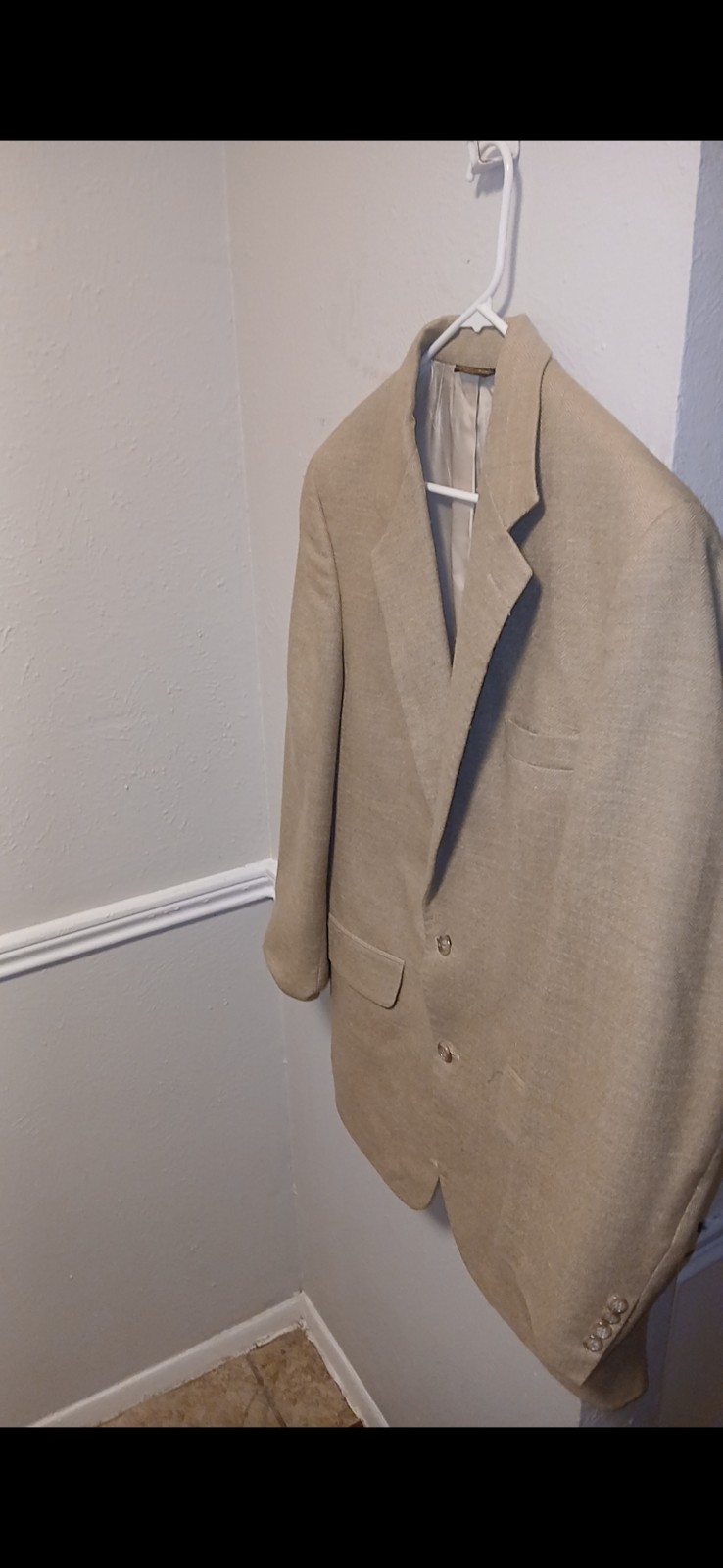 Brooks Brothers Beige Herringbone Tweed Wool Sports Coat 43R 2-Button Vent