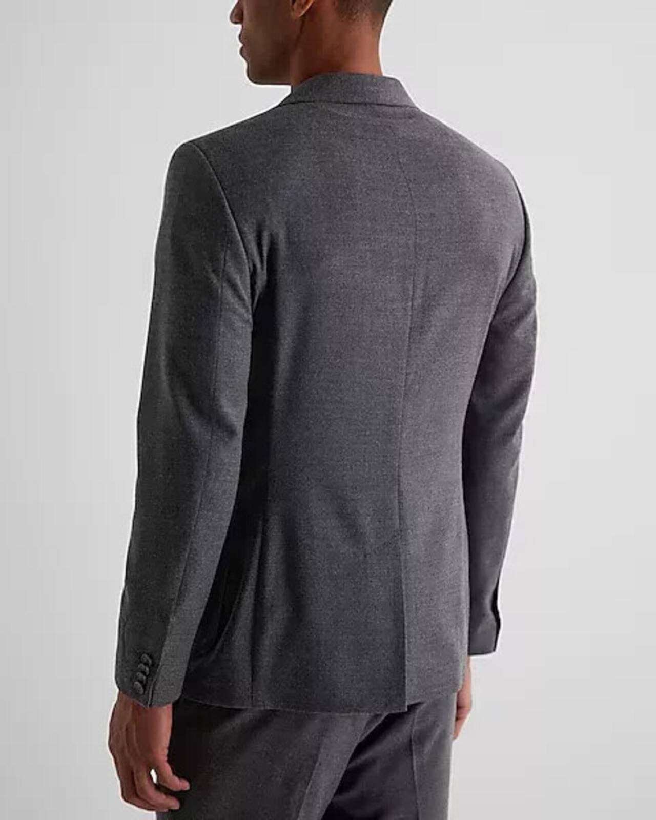 New Express Extra Slim Gray Wool-Blend Flannel Suit Jacket 40R *Retail $298*