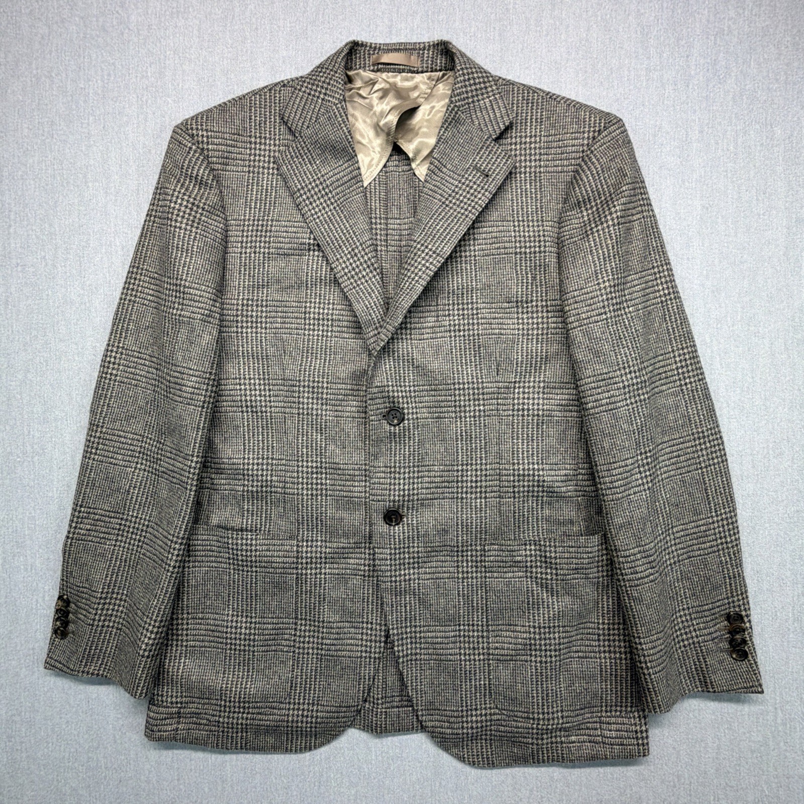 Proper Cloth Sport Coat Mens 42 Italian Merino Wool Houndstooth Brown Blazer