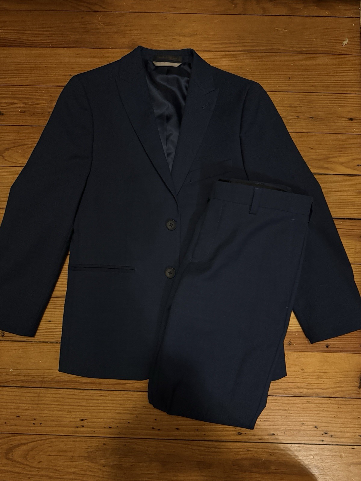 Marc New York Boys Navy 2-Piece Suit Size 12 Skinny 2-Button Notch Straight