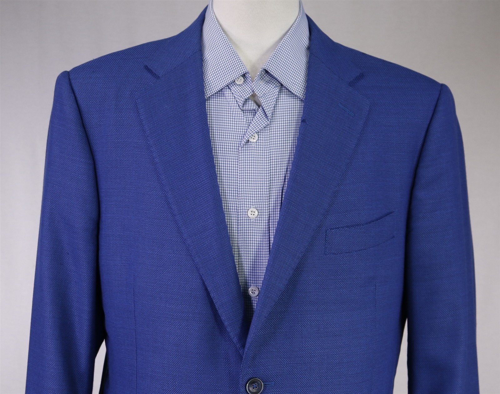 J. Hilburn Royal Blue Knit Woven Vitale Barberis Wool 2-Btn Blazer Jacket 44R