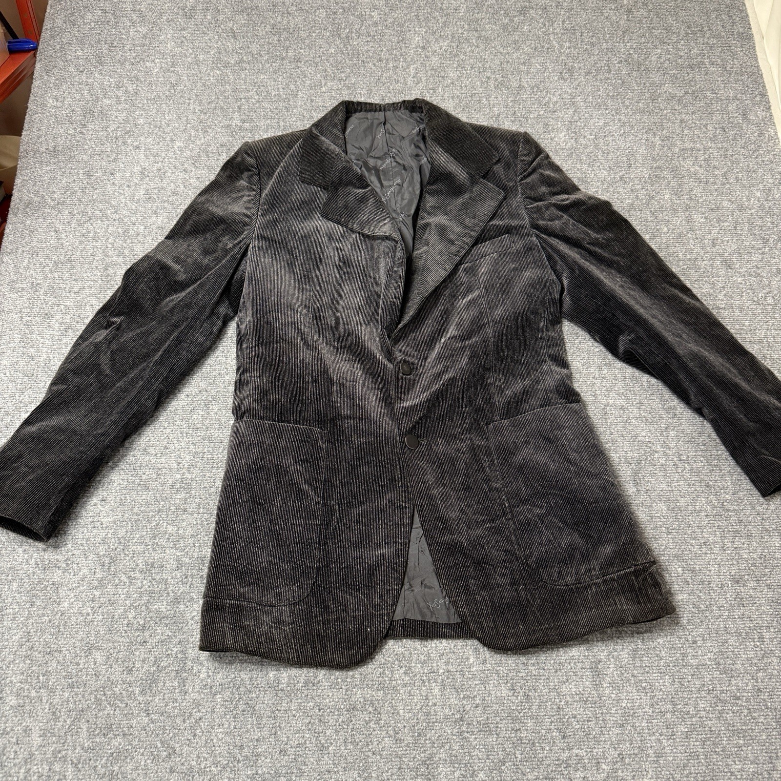 Yes Saint Laurent Vtg Textured Suede Black Blazer Sz 41