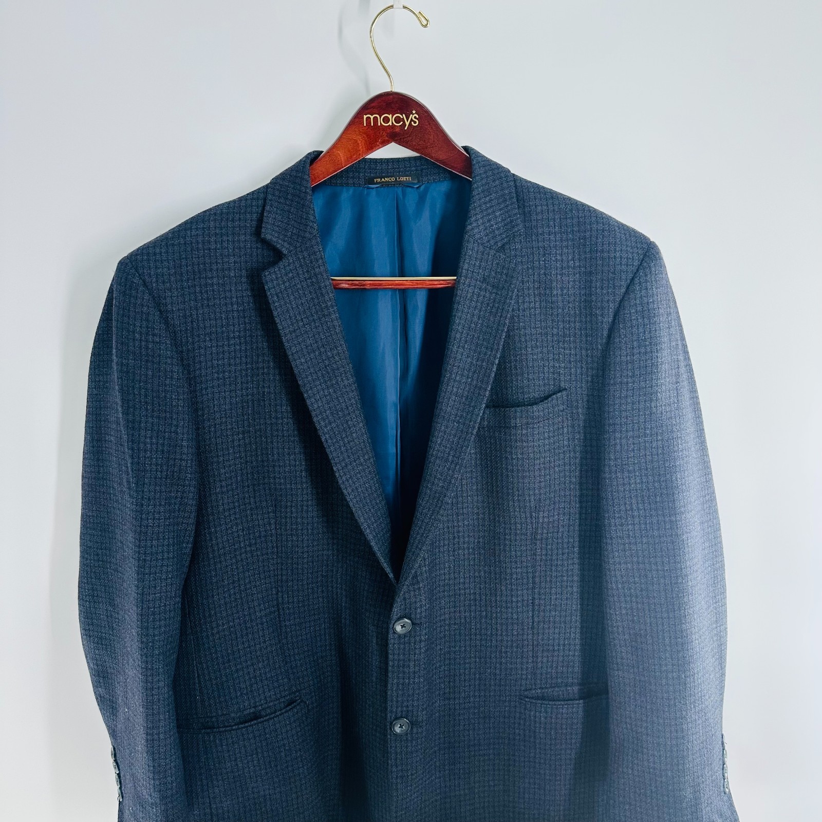 Franco Lotti 2 Button Long Sleeve Classic Jacket Sport Blazer Blue Size 22 × 31