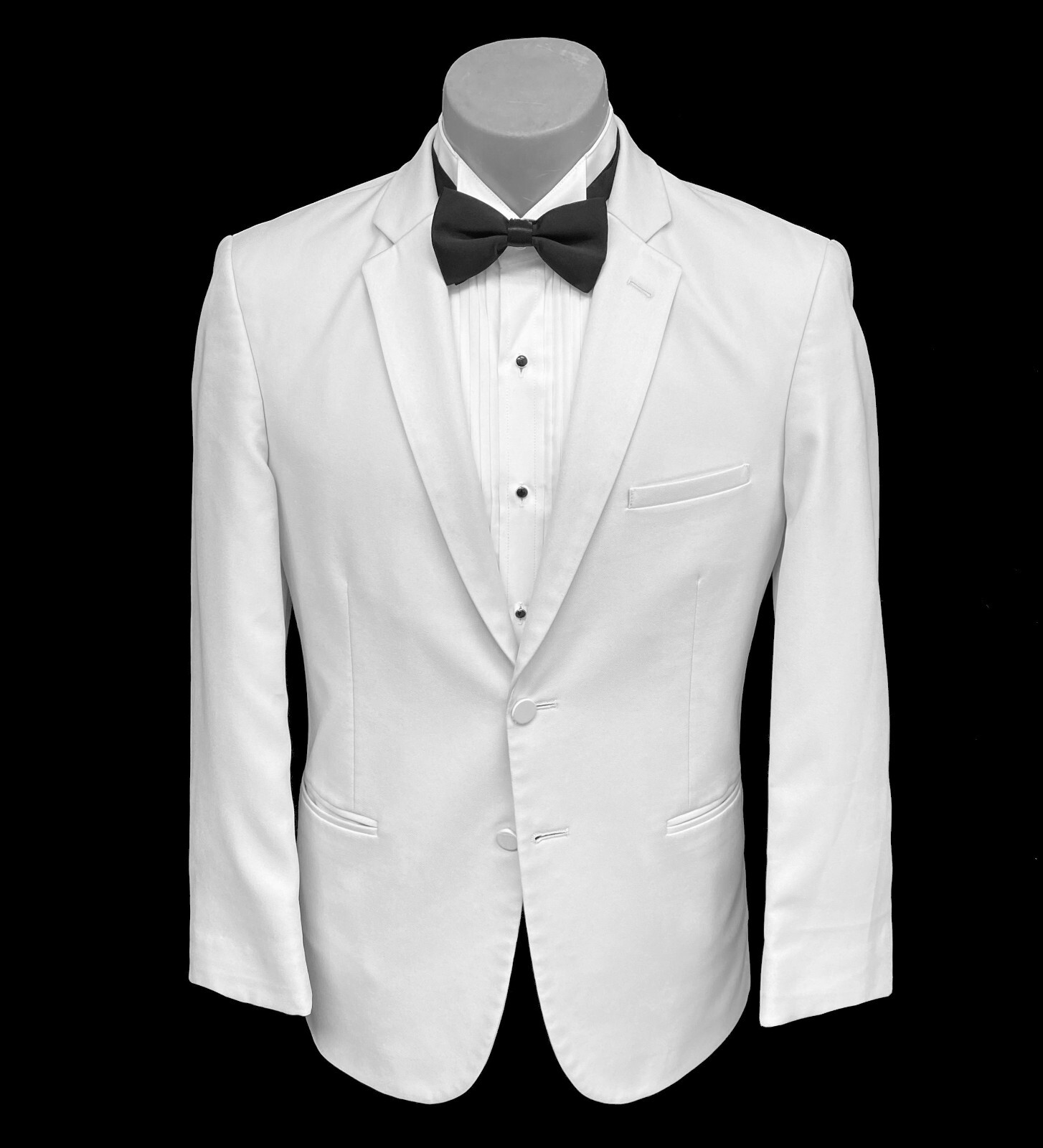 Men’s Jean Yves White Tuxedo Jacket Two Button Modern Fitted Slim Fit Size 38L