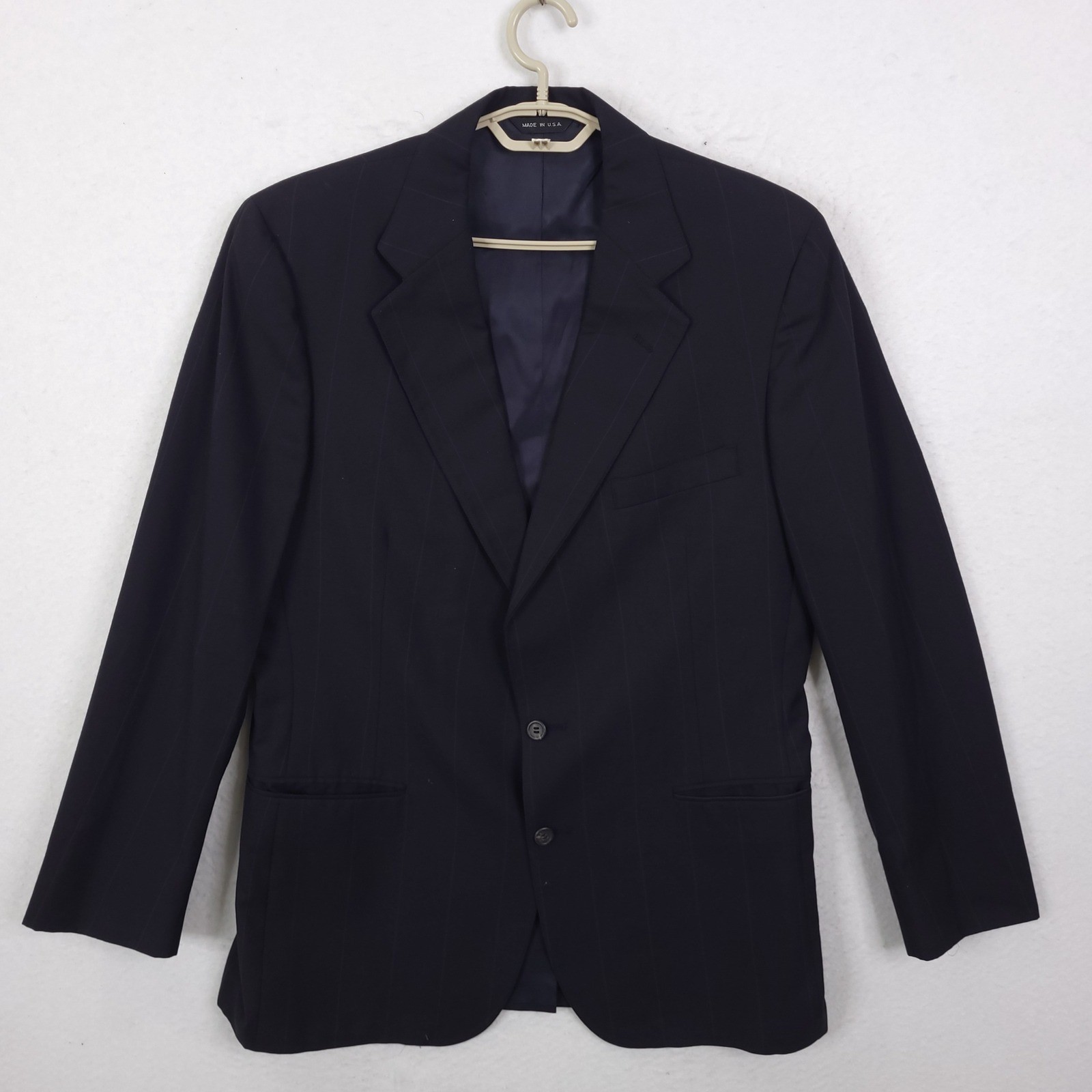 Polo University Club Ralph Lauren Blazer Jacket Blue 44 Pinstripe Wool Academia