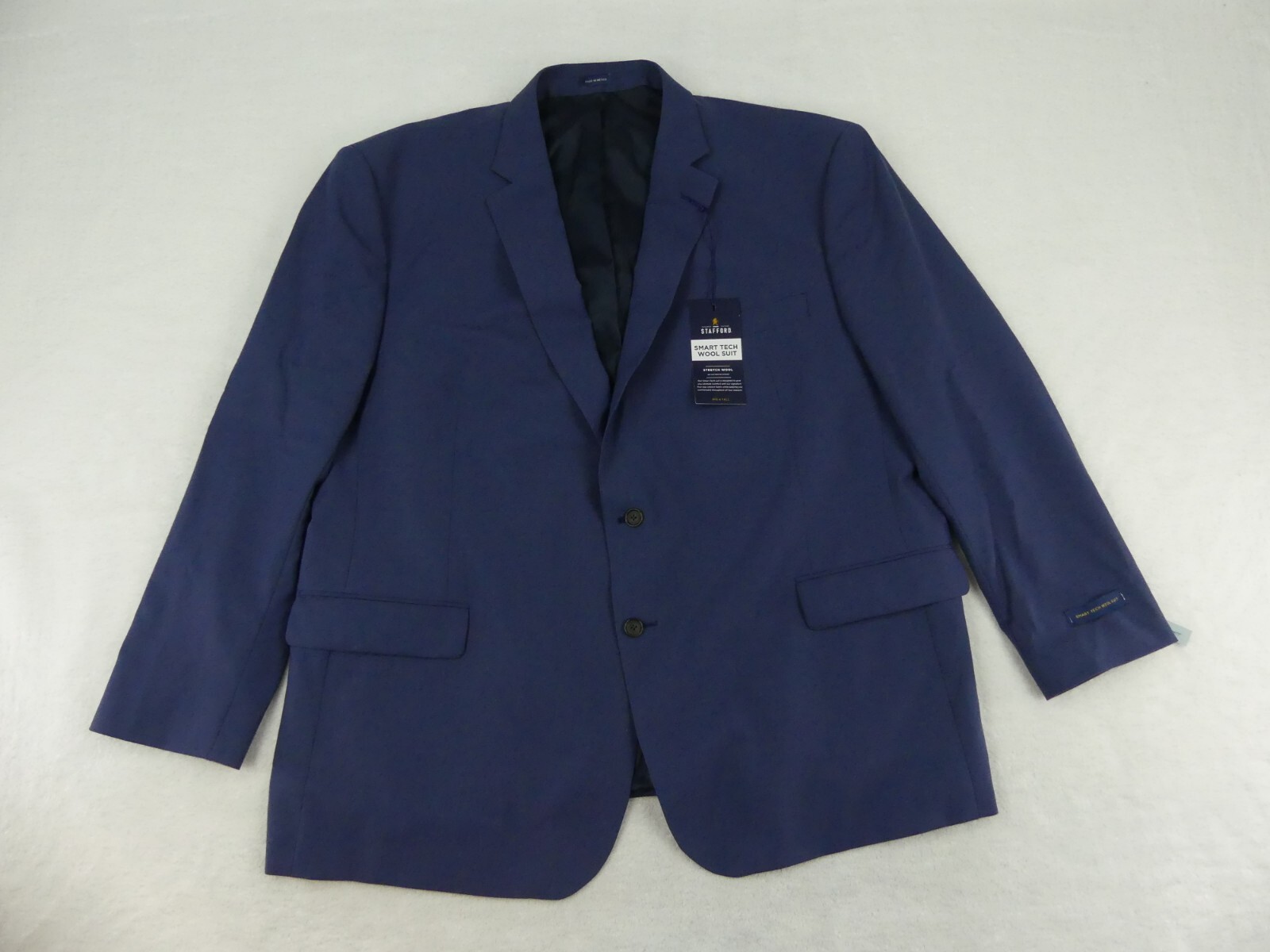 Stafford Suit Jacket Mens 54 Reg Mid Blue Smart Tech Wool Stretch