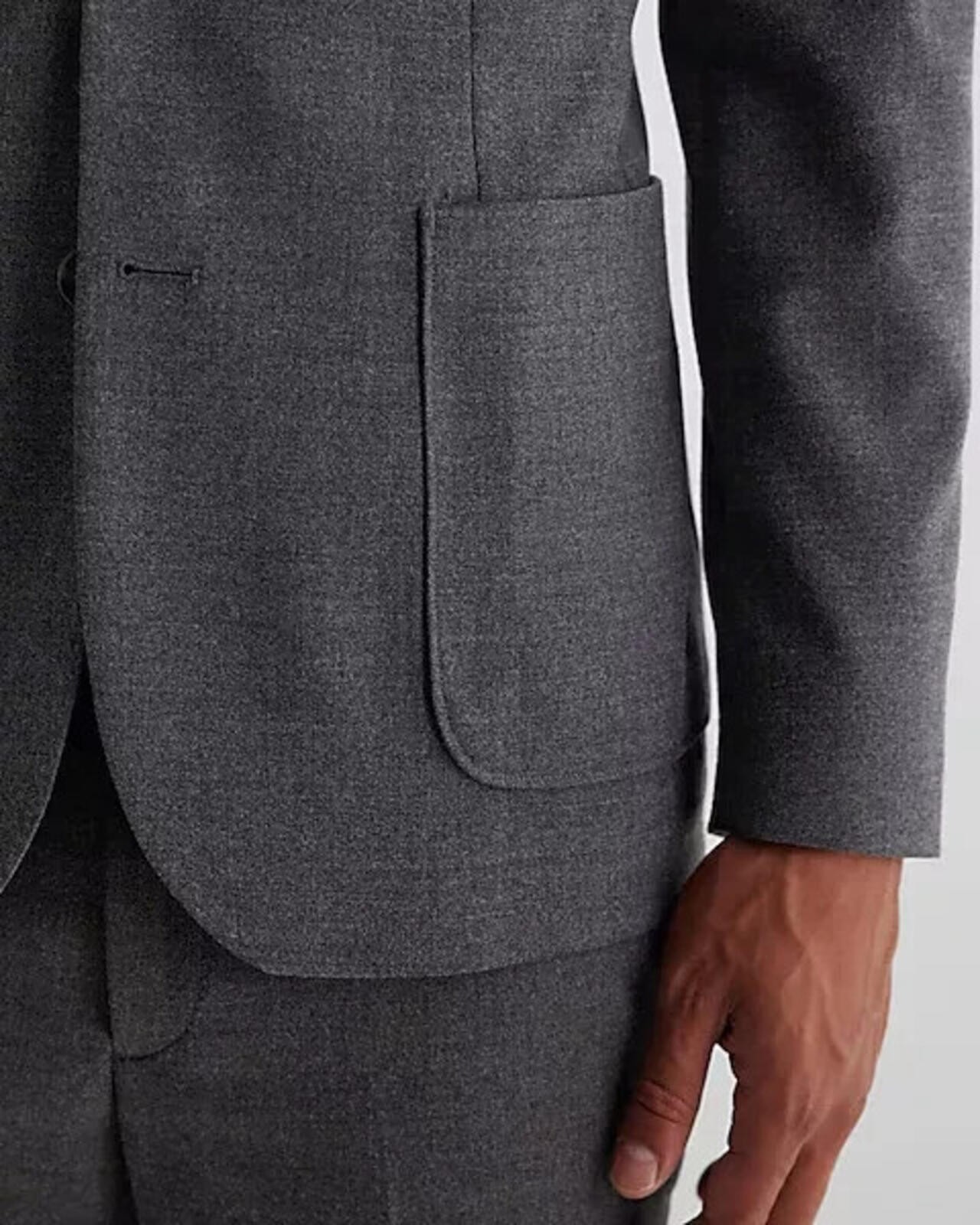 New Express Extra Slim Gray Wool-Blend Flannel Suit Jacket 40R *Retail $298*