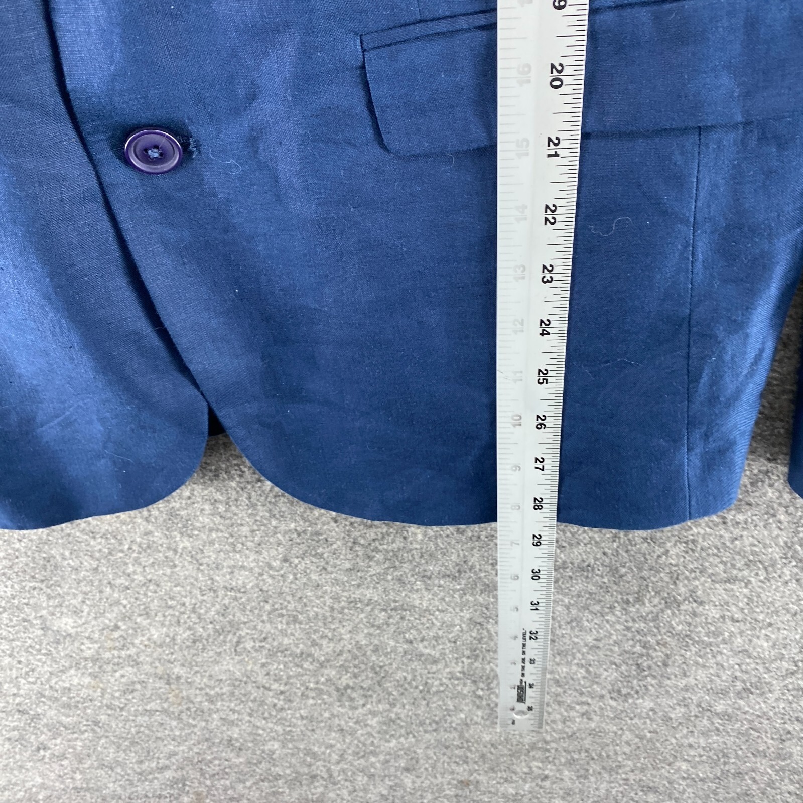 Asos Blazer Men 40 Blue Button Up Collared Long Sleeve Linen Lined Regular Fit