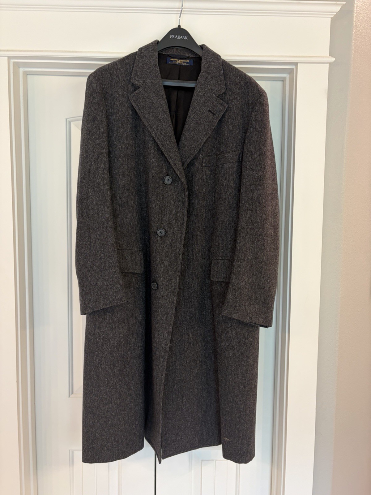 Brooks Brothers Herringbone Gray Heavy Wool Overcoat 44