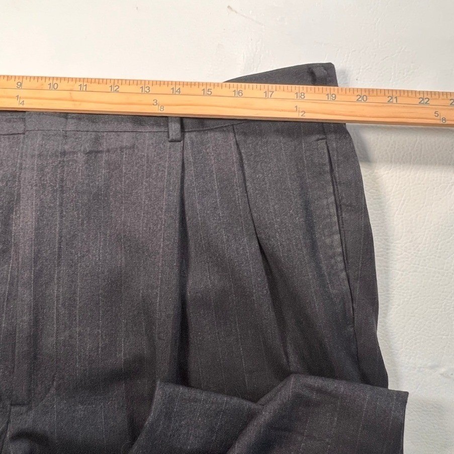 Brooks Brothers Suit Mens 46L Charcoal Pinstripe Brooksease Makers Wool USA 2pc