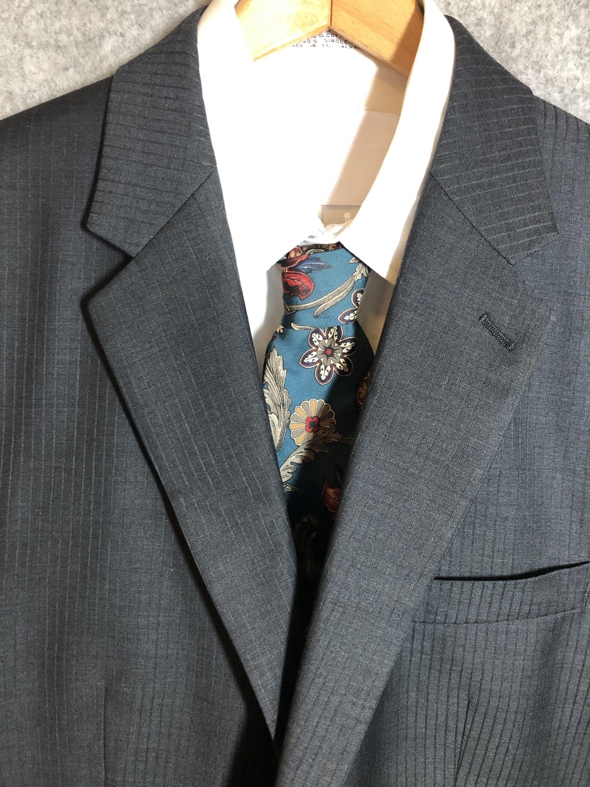 Calvin Klein Suit Jacket Mens 46R Gray Wool Notch Lapel Business Classic Office
