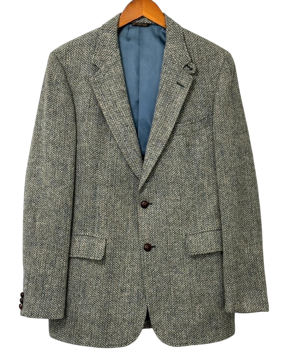 Vintage Harris Tweed Cricketeer Mens Blazer Sport Coat Wool Blue Gray Size 42R?