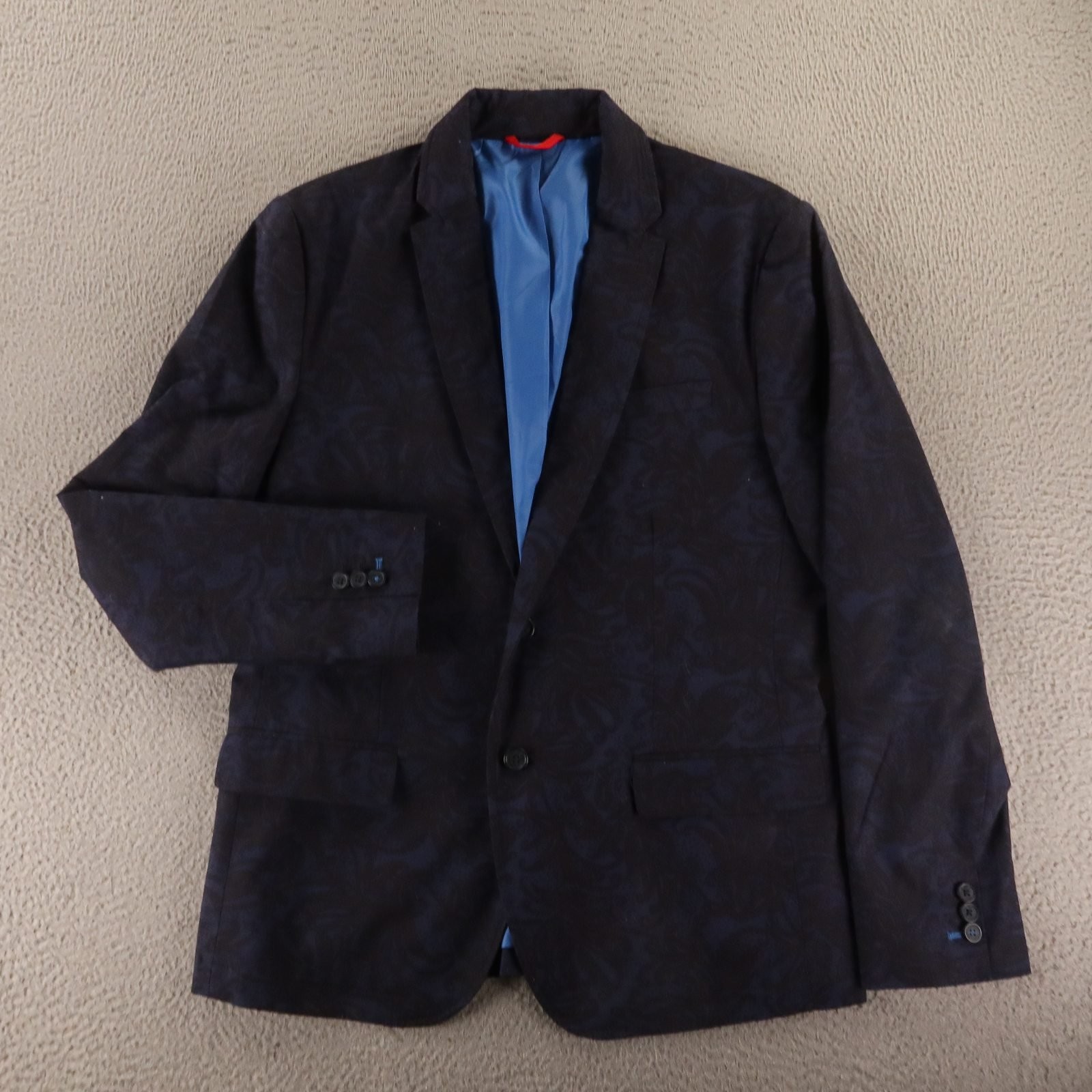 Sons of Intrigue Jacket 40R M Blue Tonal Paisley Cotton Polyester Blazer