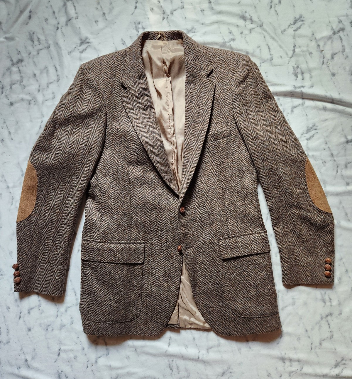 Farah Vintage Wool Herringbone Tweed Blazer 39R