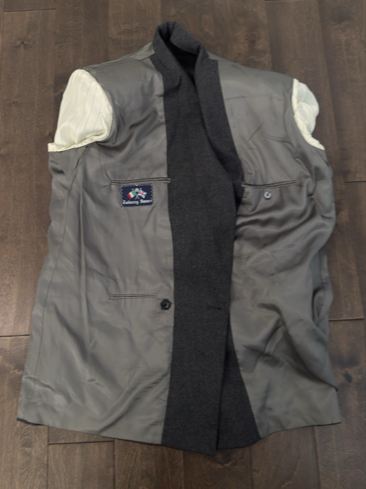 Embassy Square Mens Double Breasted Gray Wool Business Suit Jacket Blazer 48L