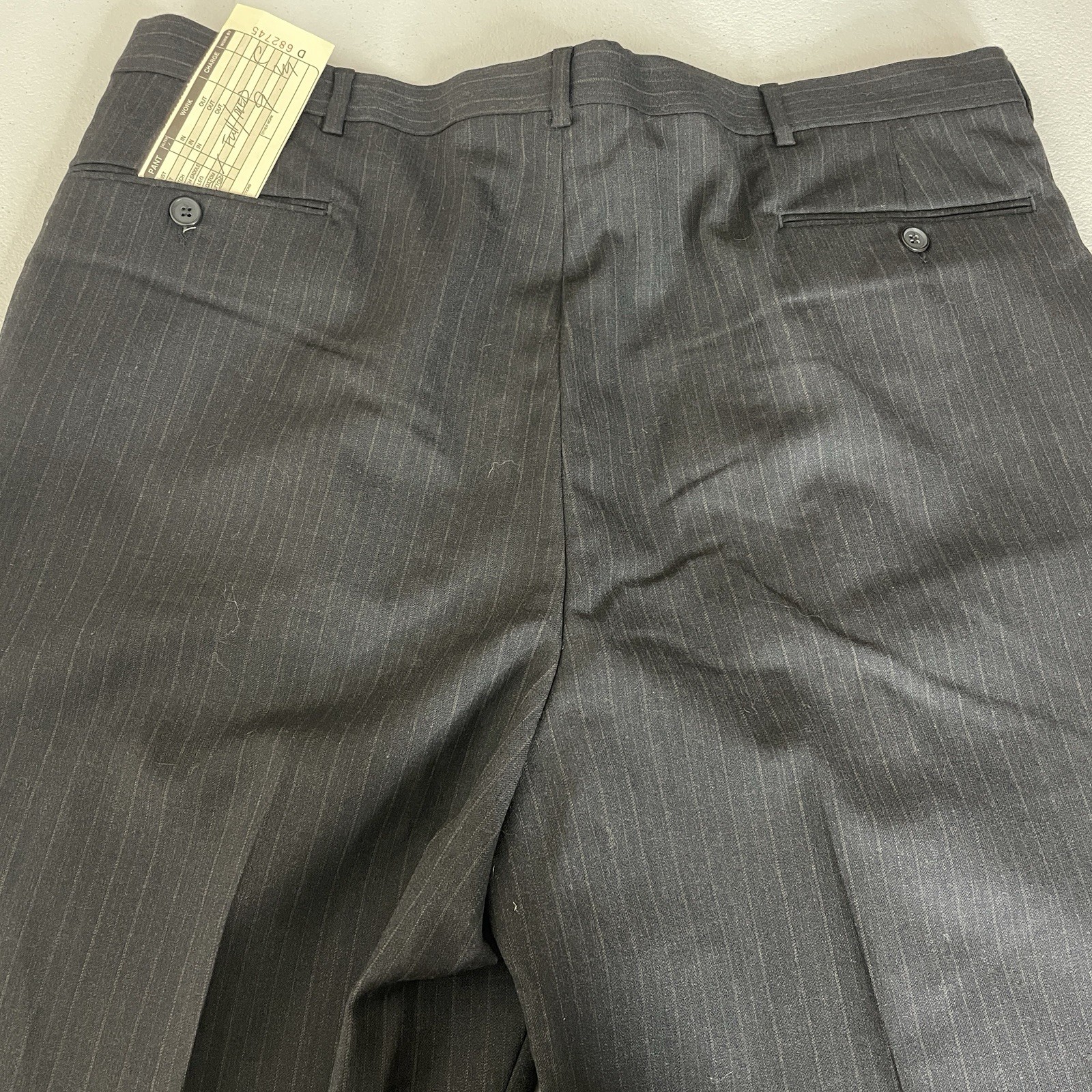 Andrew Fezza 2 Piece Suit Mens 46L 38×32 Brown Striped Wool Double Breasted Peak