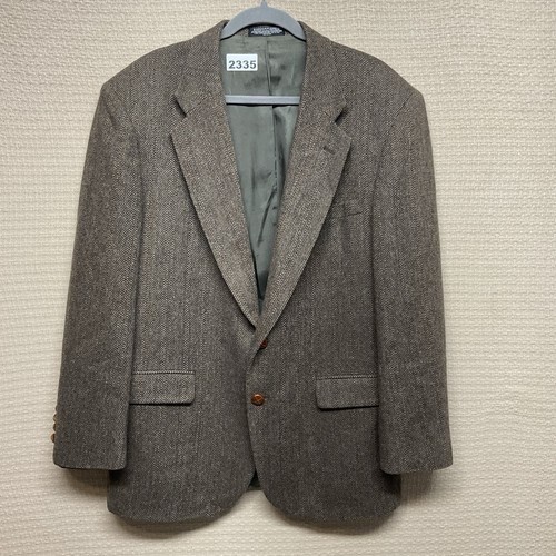 Woolrich Brown Wool TwoButton Herringbone Tweed Sport Coat Blazer Men 42R