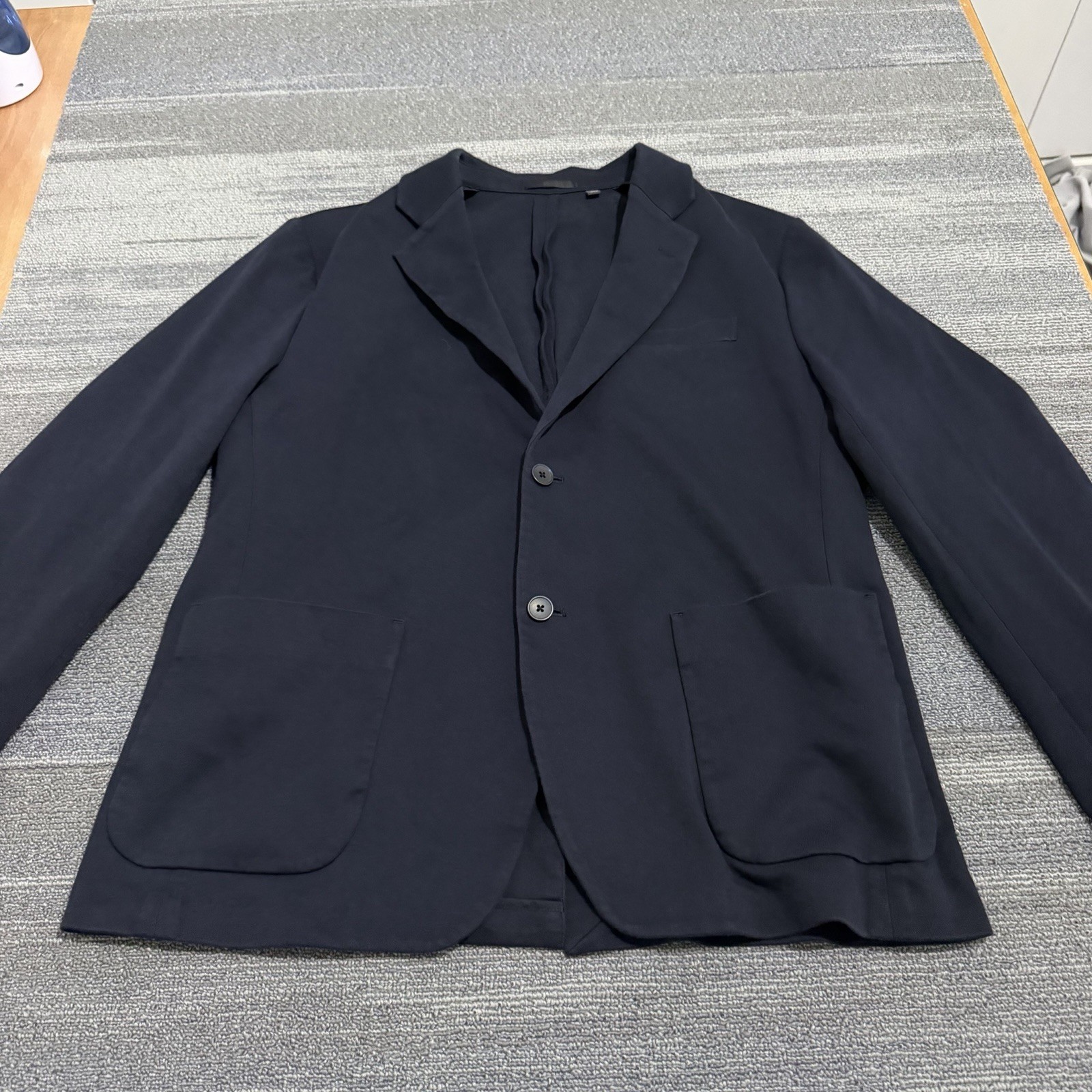 Uniqlo Blazer Mens Extra Large Navy Unstructured Sport Coat Cotton Polyester