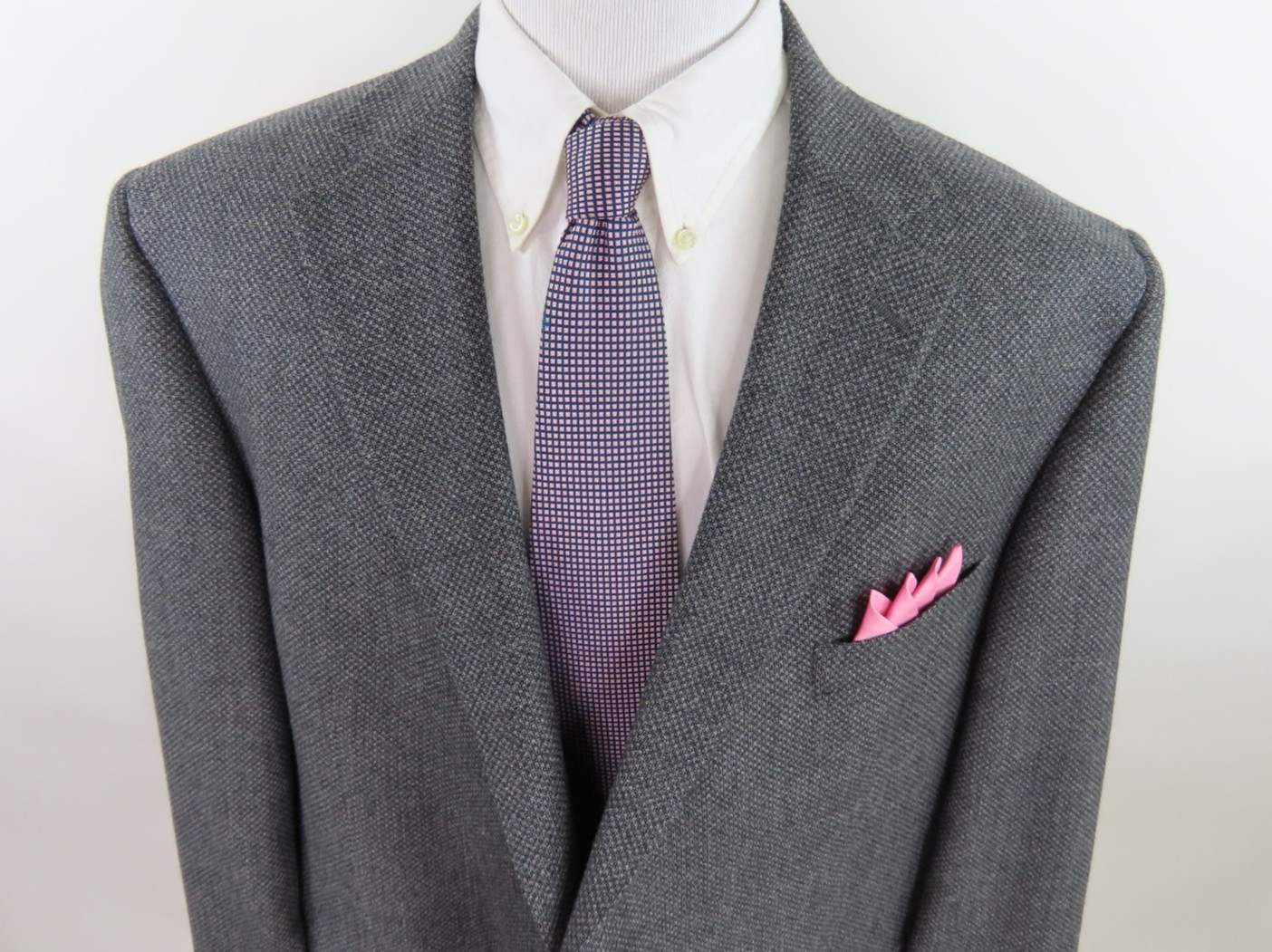 Hart Schaffner Marx Sport Coat Gray Geometric Blazer Jacket 52 R Big Man USA EUC