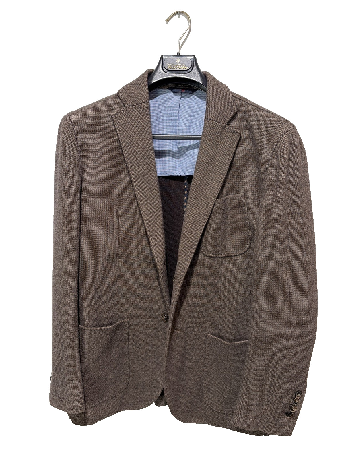 Massimo Dutti Extrafine Cotton Brown Knit Blazer Sport Coat 40 US 50 EU Dapper