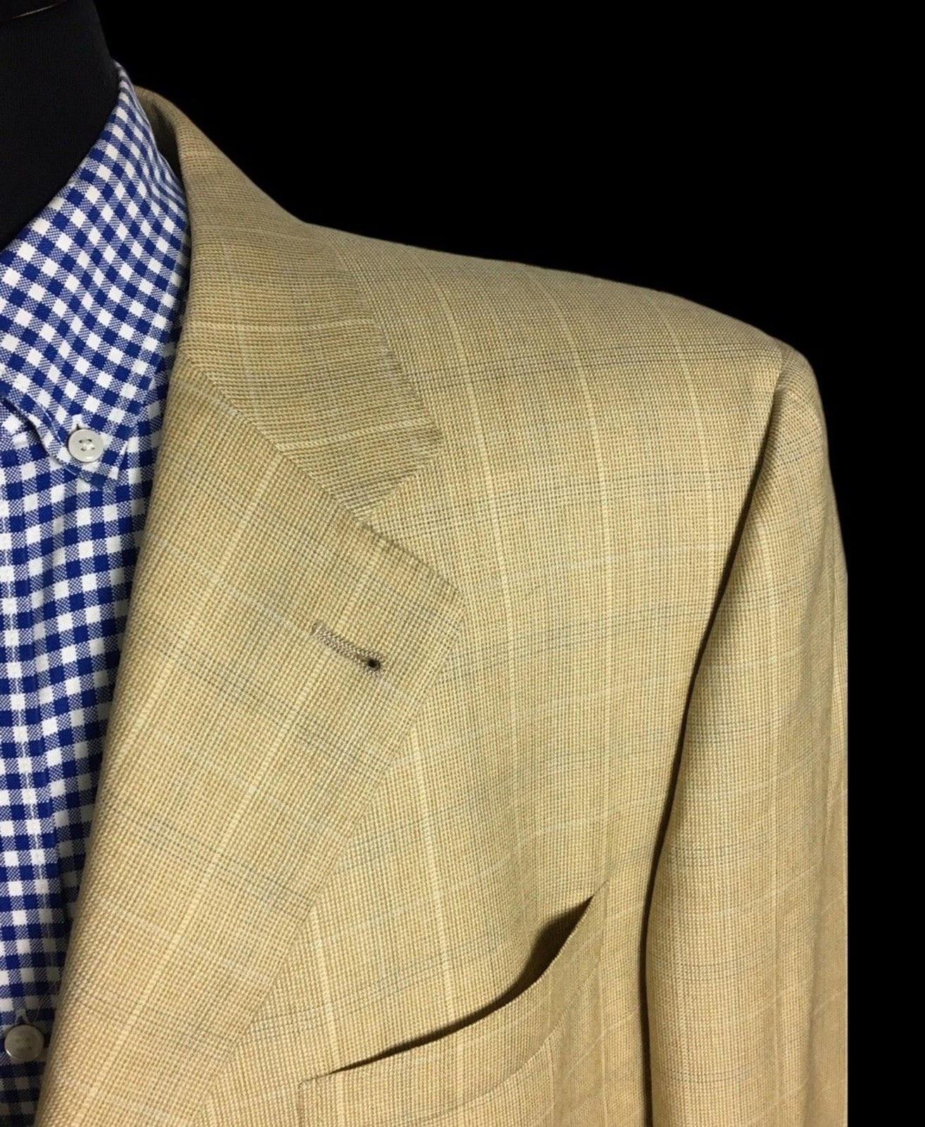 Canali Mens Brown /Blue Check Wool Sport Coat Blazer Jacket Size IT 54L / US 44L