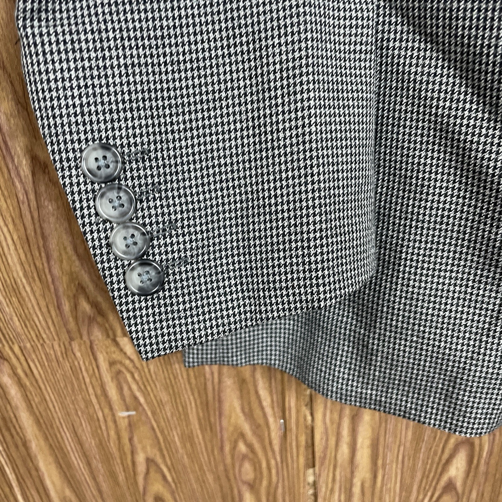 Adolfo Sport Coat Mens 40R Gray Multicolor Houndstooth Polyester Double Vented