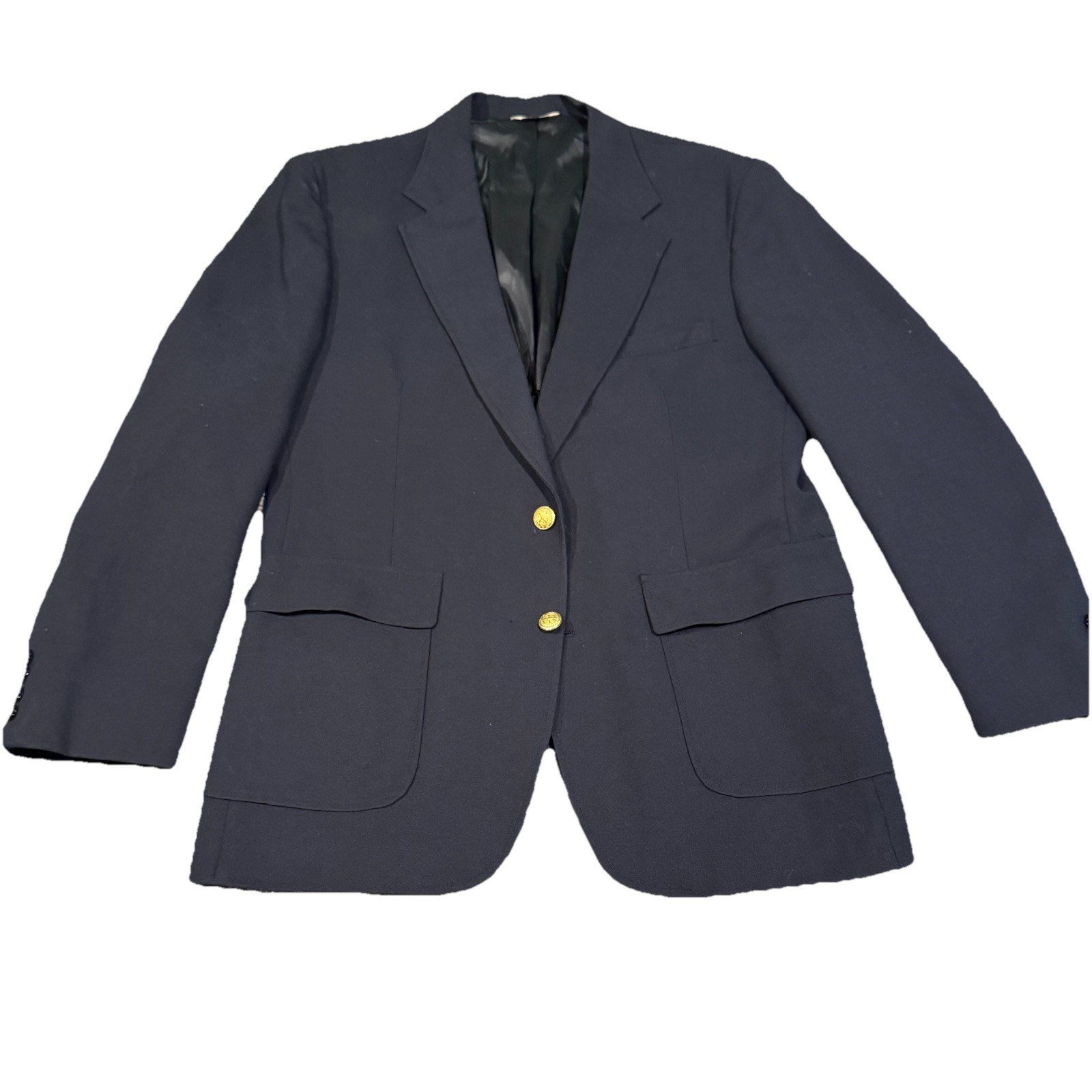 Men’s Cambridge Bay Sz 43 All Seasons, Navy Blazer, Gold Buttons, Classic USA