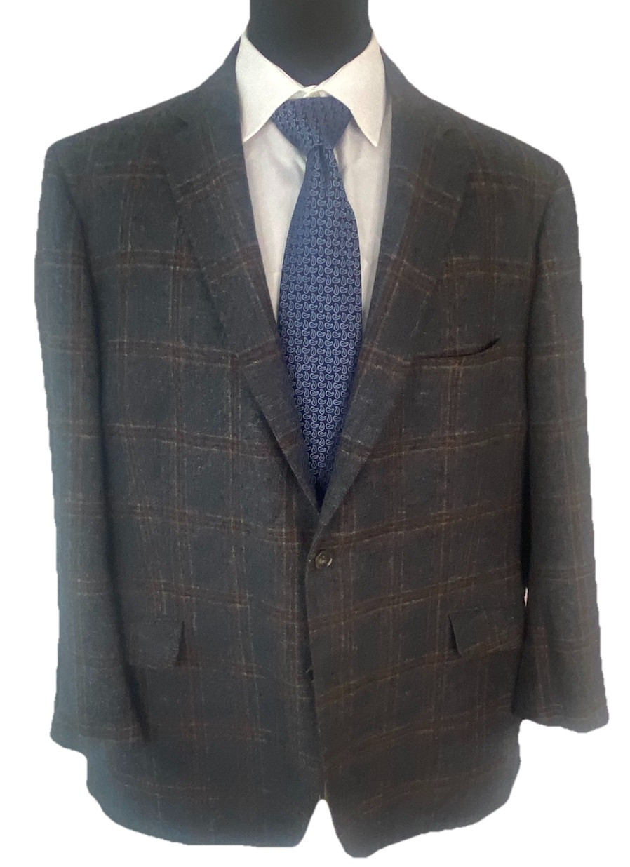 J. Hilburn Blazer Mens 50R Gray Vitale Barberis Wool Silk Linen Surgeons Cuffs
