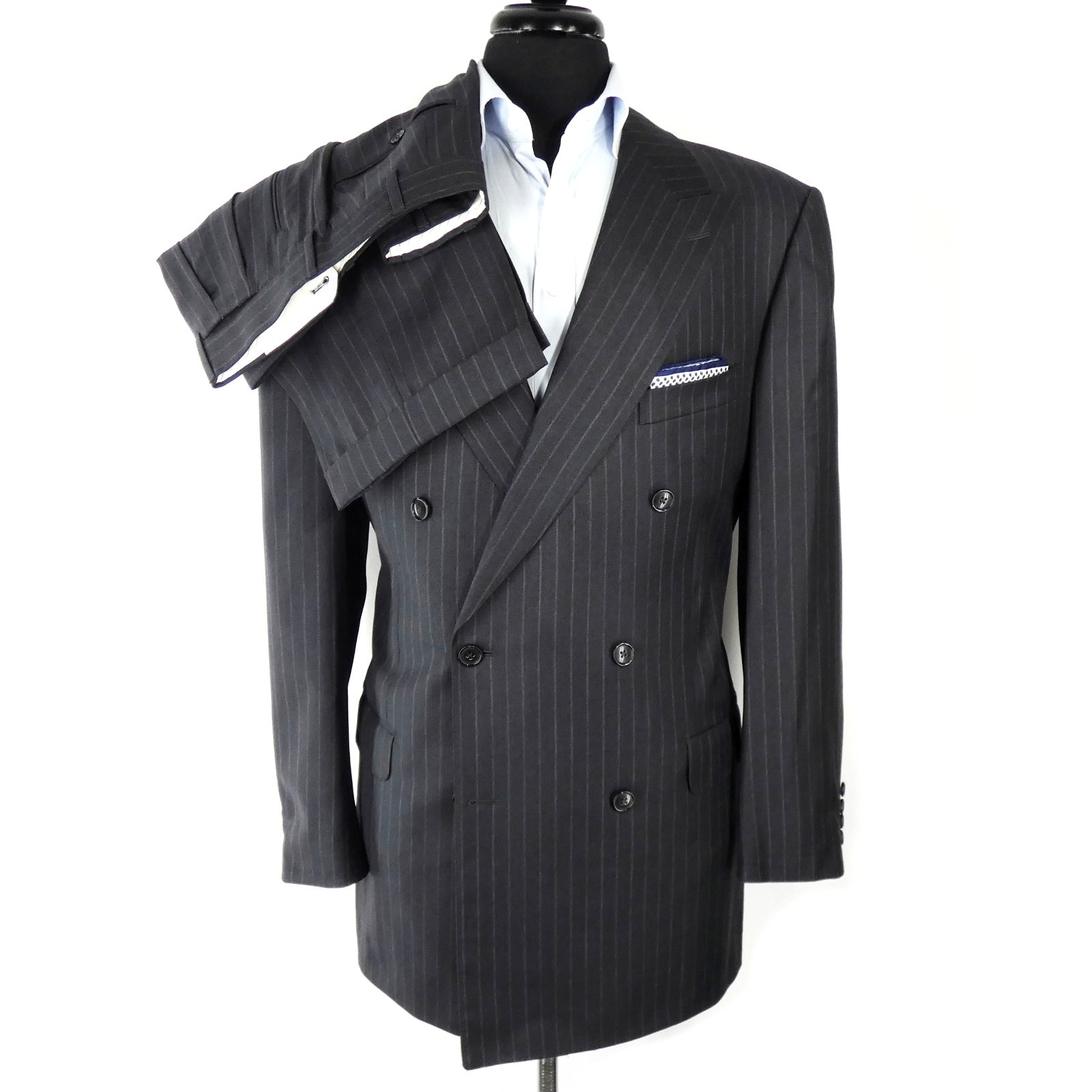 Mint Double Breasted Ermenegildo Zegna Suit 44 L US 54 L Stripe Tropic Wool
