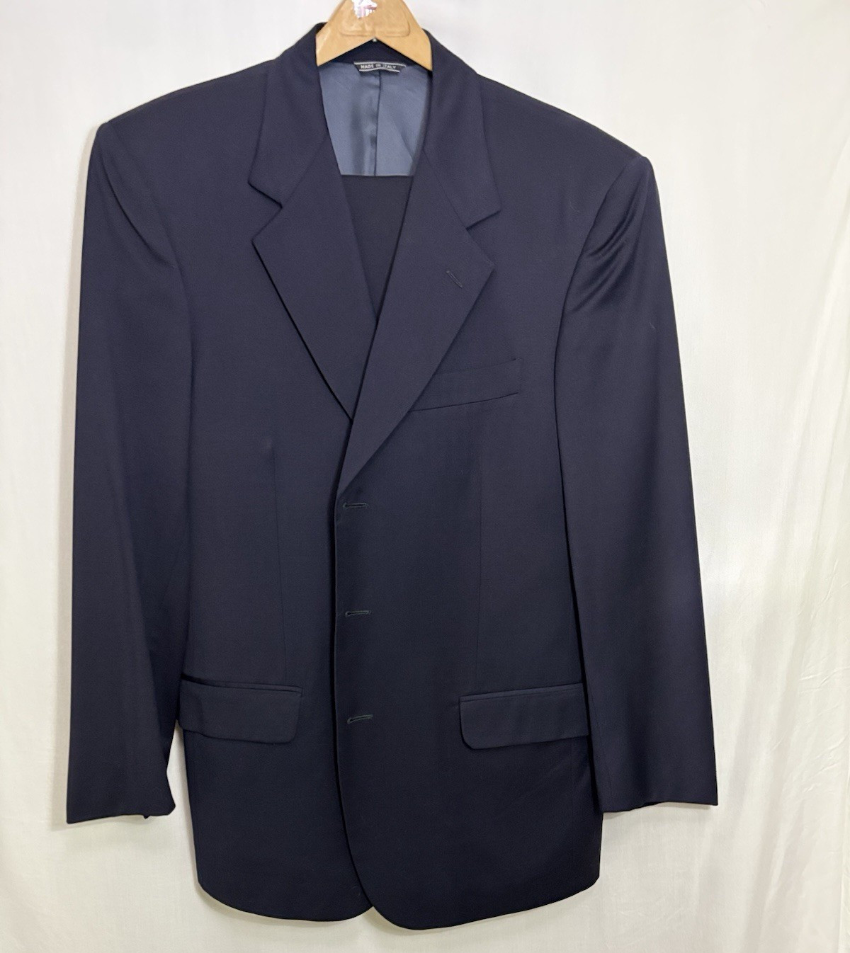 Santorelli Super 120’s Navy Wool 2-Piece Suit 44R Regular Made in Italy