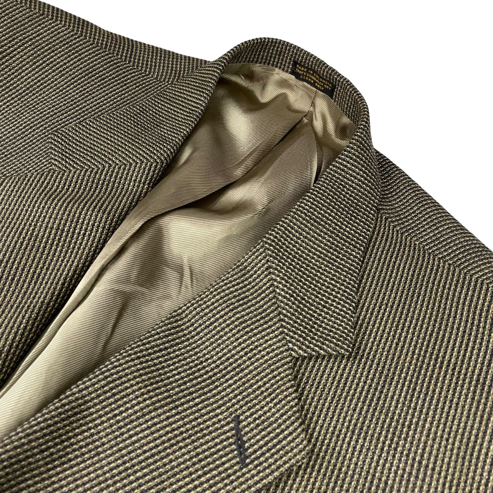 Oscar de la Renta Men’s 100% Wool 3-Button Blazer Jacket Beige/Brown/Navy • 48R