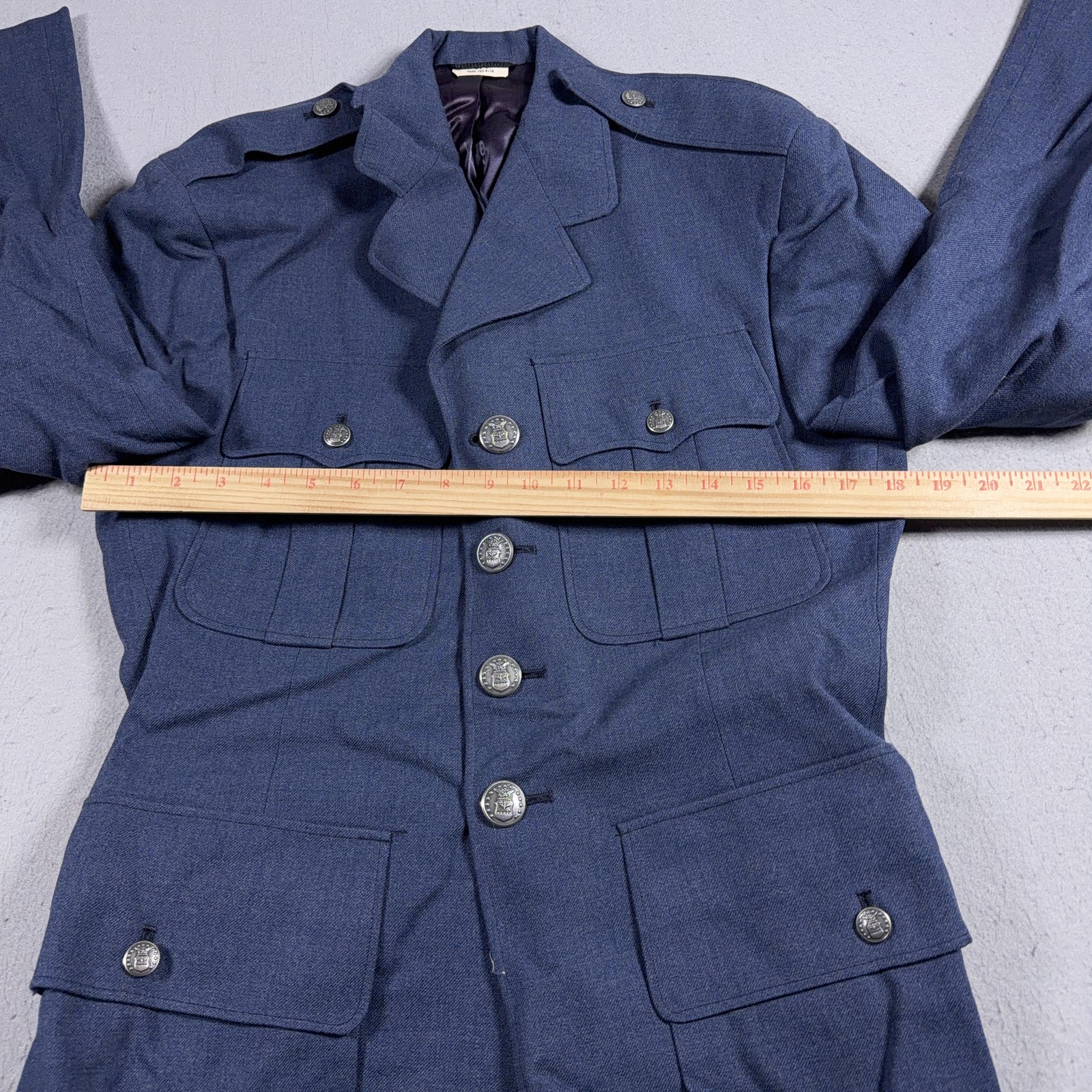 Vintage U.S. Air Force Dress Uniform Jacket 37R Blue Military Service Coat USAF