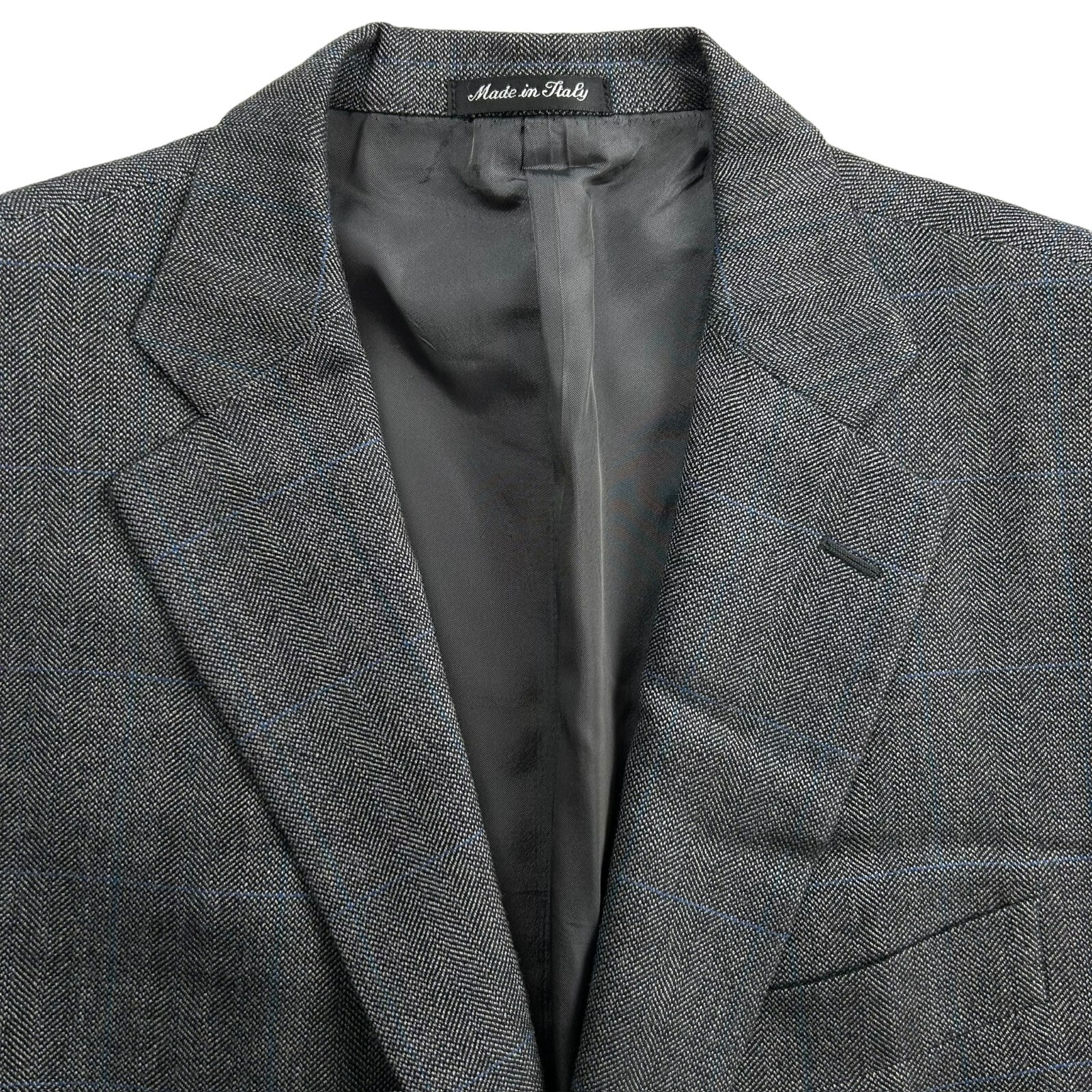 Pal Zileri Men’s 2-Button Blazer Gray Windowpane Plaid • Italy • 44L US