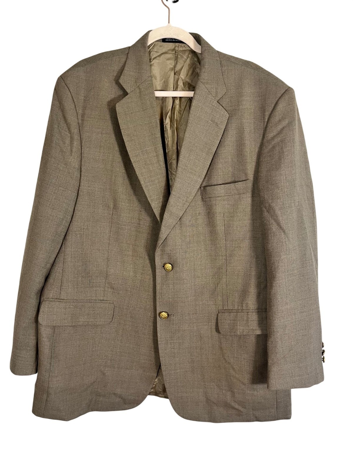 Neutral Wool Sport Jacket Brown 44R Preppy Wedding Formal Work Office Classic