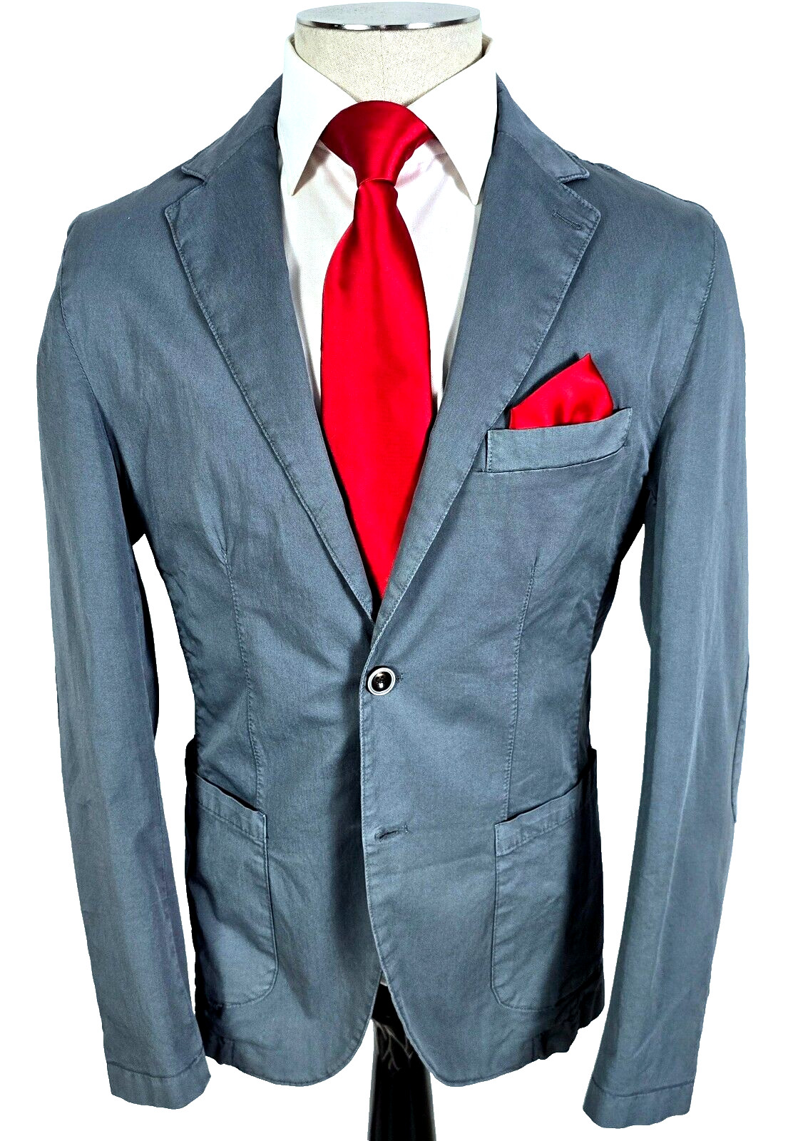 Saraceno Bellagio Cotton Spandex Blazer Sport Coat Blue/Gray 40R US, 50R ITALY