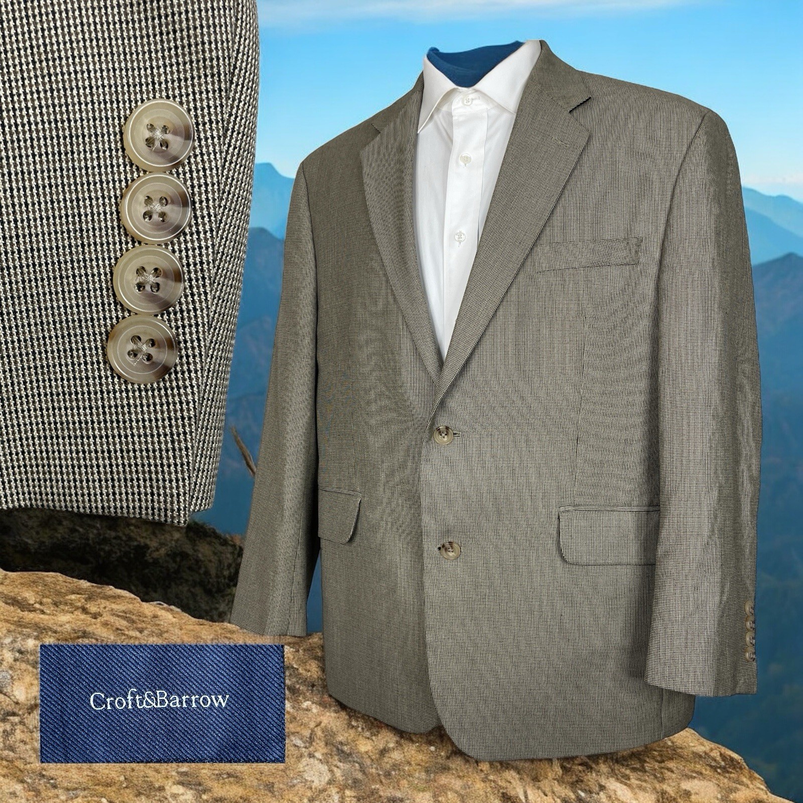 Croft and Barrow Sport Coat Mens 44S Multicolor Polyester Smooth Two Buttons
