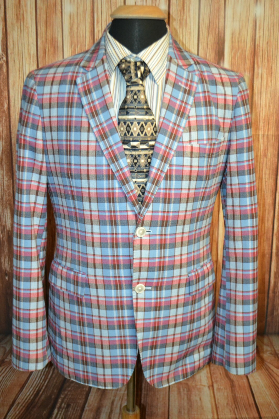 John Nordstrom Men’s Multi Color Plaid 2 Front Button Sports Coat Sz 38R