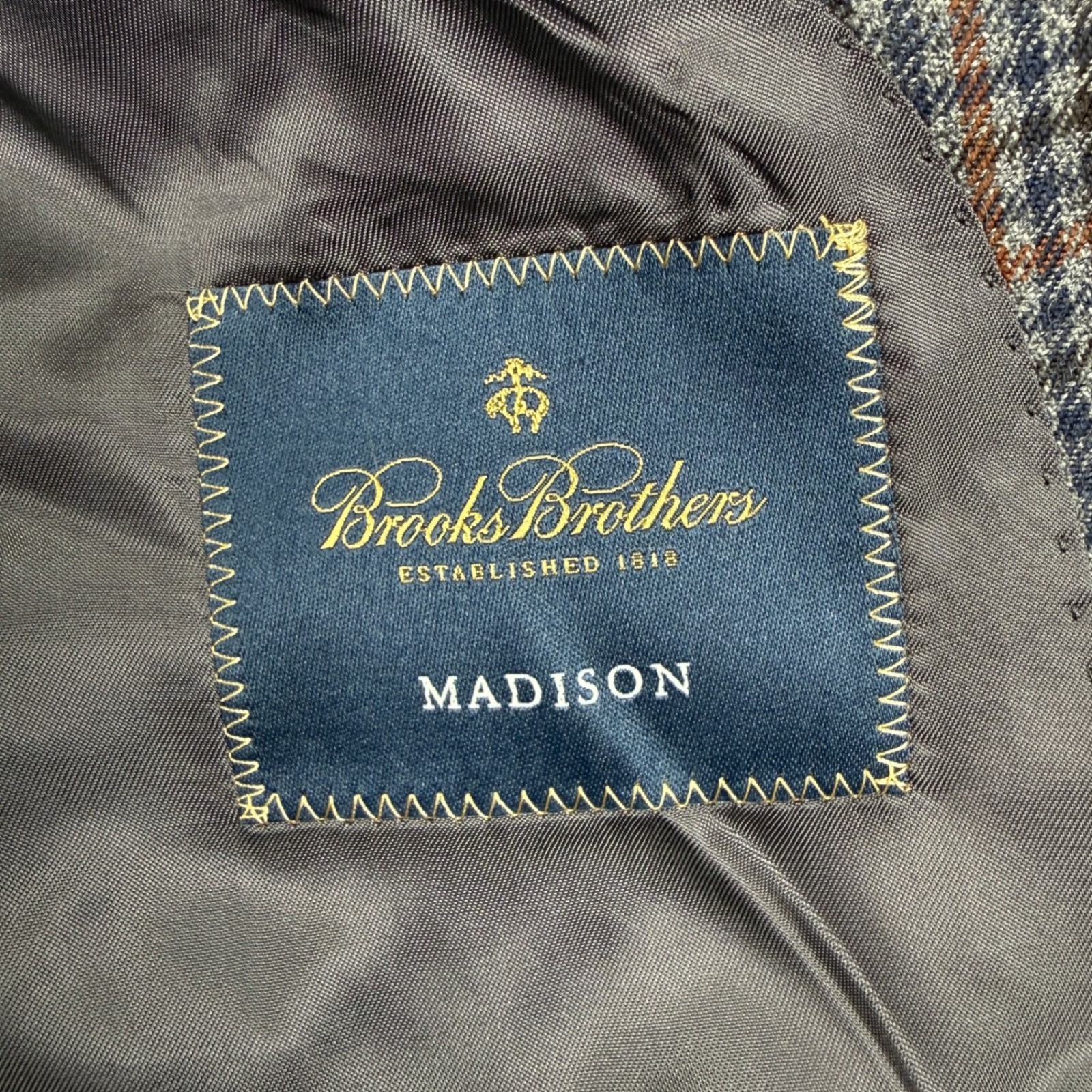Brooks Brothers Blazer Madison Mens 48R Plaid 2 Button Lanificio