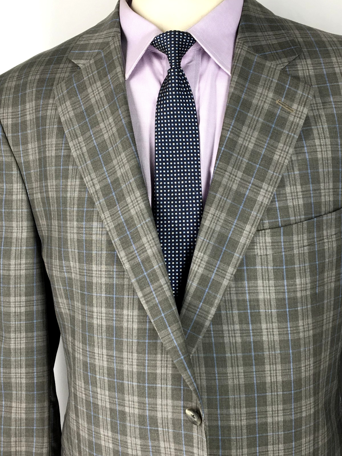 48L Loro Piana Cremieux Mens 2 Bttn Blazer Sport Coat Taupe Blue Prince Of Wales