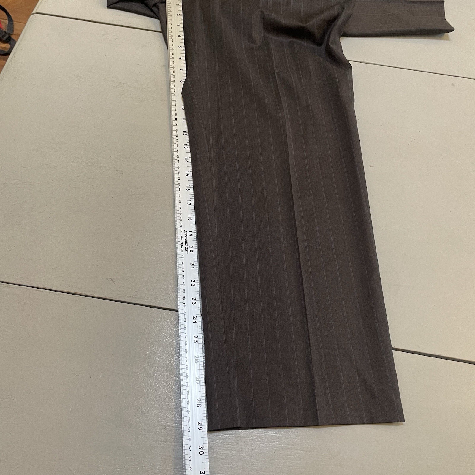 Canali Wool Brown Charcoal Striped Suit Jacket Pants EU 54L US 44L 36×29