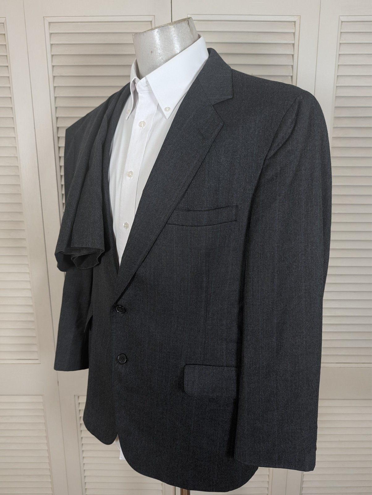 Lacrosse Vintage 2 Piece Suit Mens 44S 38×29 Gray Purple Green Stripe