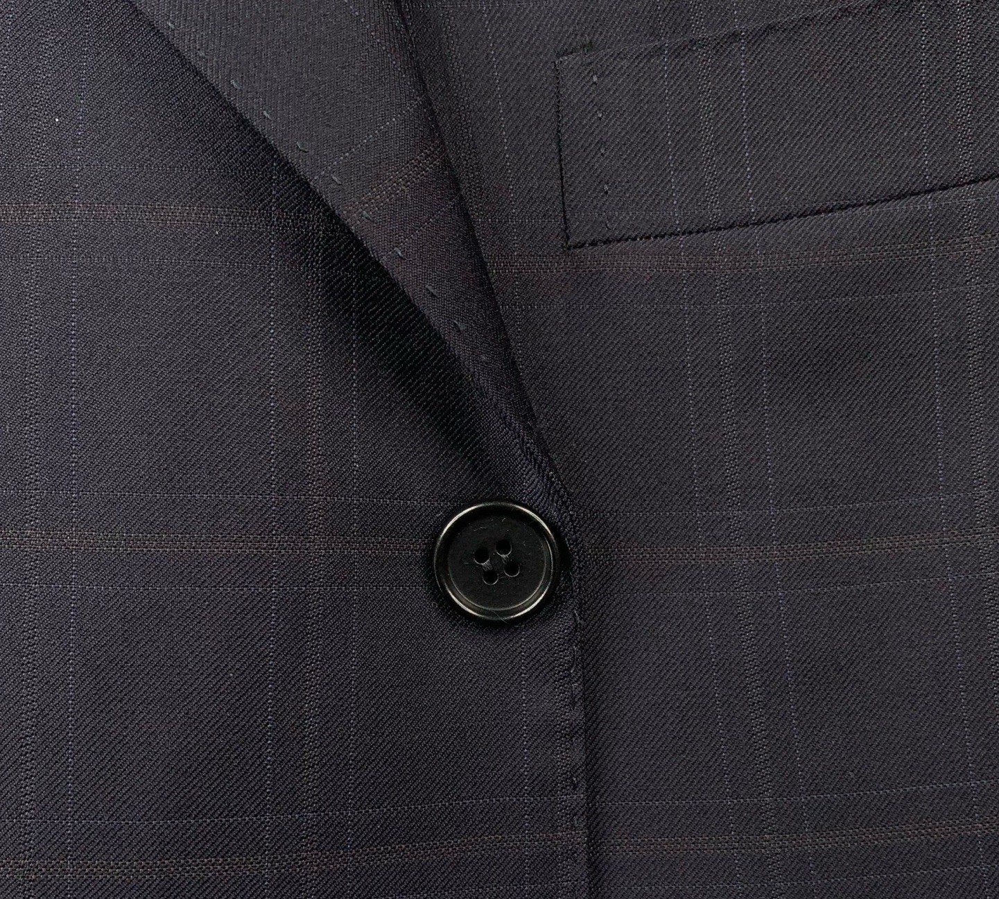 Mens 44 R Canali Blue Label ” Classic Cut ” Navy Blue Windowpane Plaid Suit