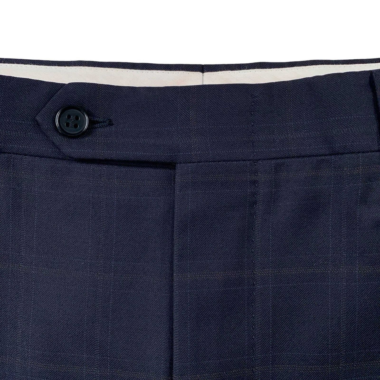 Mens 44 R Canali Blue Label ” Classic Cut ” Navy Blue Windowpane Plaid Suit