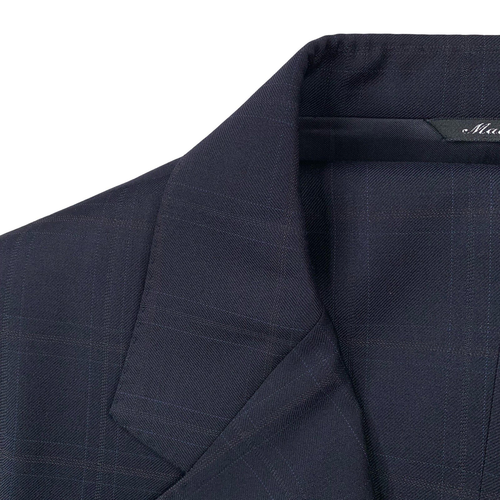 Mens 44 R Canali Blue Label ” Classic Cut ” Navy Blue Windowpane Plaid Suit
