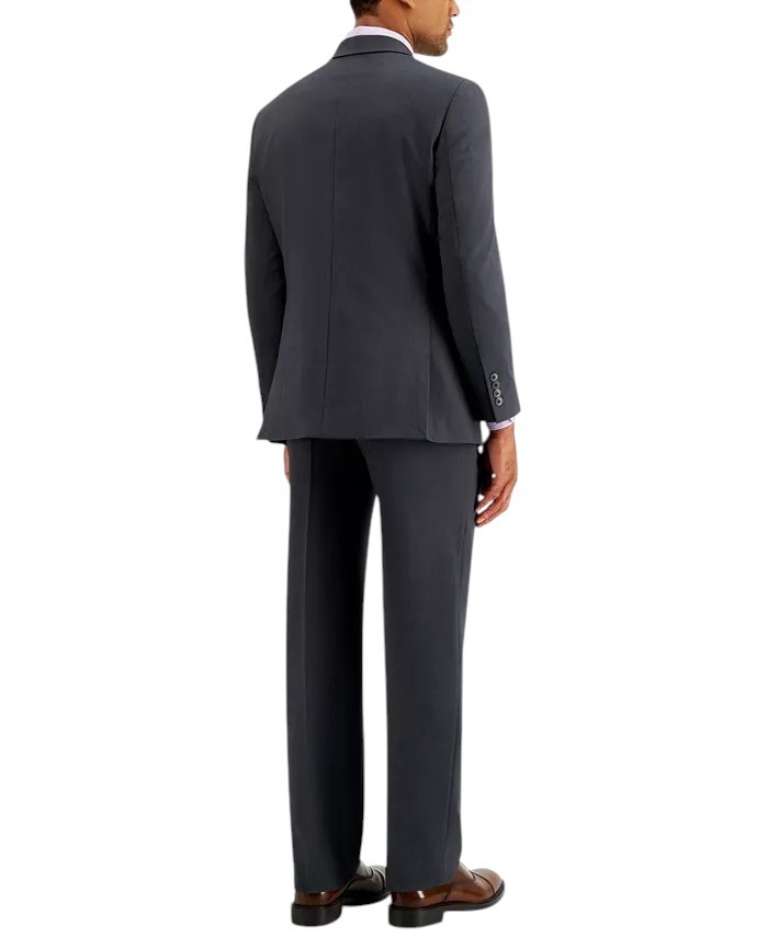 Nautica Mens Modern fit 2 Piece Suit 40 R Pants 34 / 32 Charcoal Gray Solid